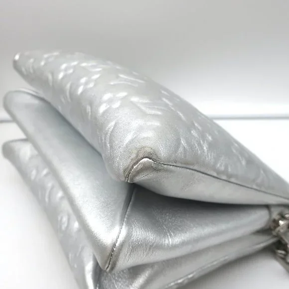 LOUIS VUITTON COUSSIN PM SHOULDER BAG SILVER MONOGRAM EMBOSSED LEATHER CROSSBODY - Picture 9 of 12